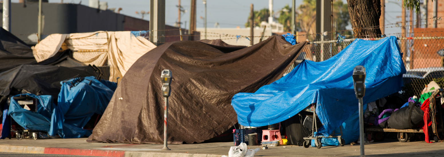 Homelessness in front of parking meters