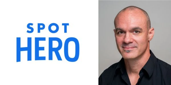 SpotHero Logo and Headshot of New Parking Industry Leader